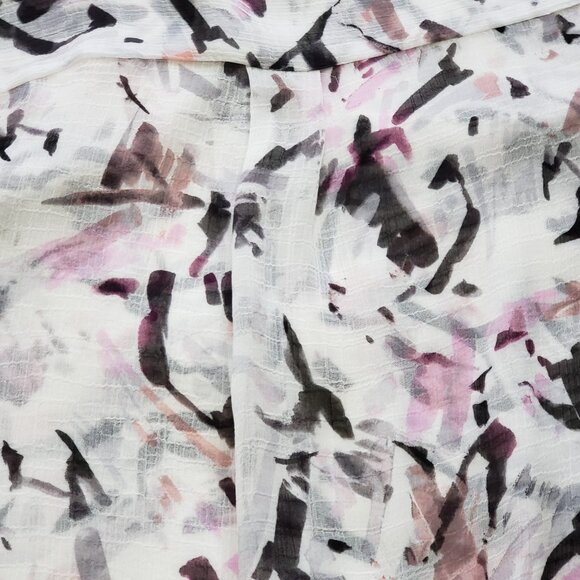 Two by Vince Camuto Top Size Large Geometric Button Front  #3217 Sheer Blouse - Picture 8 of 10